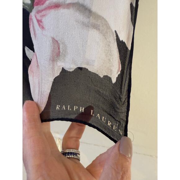 Ralph Lauren Purple Label Rectangular Silk Chiffon Scarf Classic Lilly Print - Picture 4 of 11
